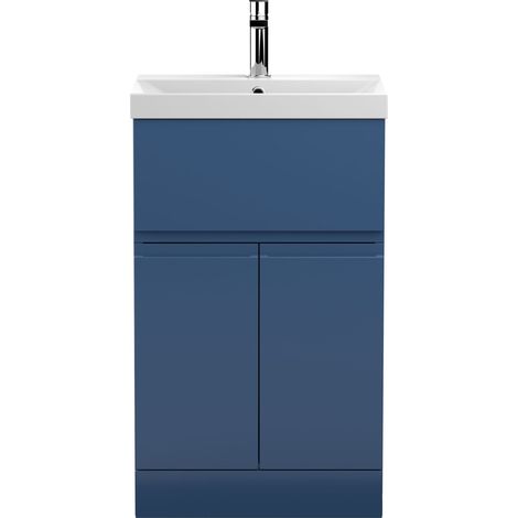 Hudson Reed Urban Floor Standing Vanity Unit with Basin 3 Satin Blue - 500mm Wide (1/5)