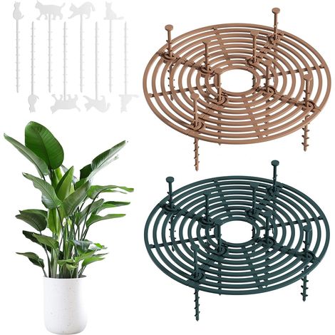 Lot de 26 Grilles de Protection pour Pot de Fleurs, Cache-Pot Découpable Ø19cm, Barrière de Sécurité en PP contre Chat, Chien et Enfant, Grillage de Protection avec 8 Chevilles de Fixation (1/5)