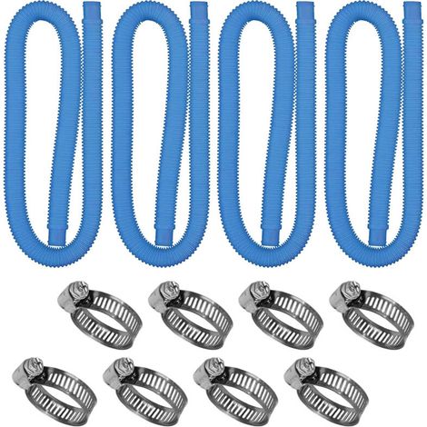 Ensemble de 4 tuyaux pour piscines hors sol, tuyau de 3,2 cm (1,25 pouce) de diamètre avec raccord de 6,35 mm (1/4 pouce) de diamètre, tuyau de rechange pour pompe de piscine de 99 cm (39 pouces). (1/5)