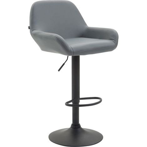Sgabello da bar poltrona lounge alta in sintetico grigio gambe metallo nero opaco 100000094