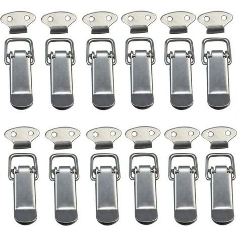 Ensemble de 12 verrous à ressort en acier inoxydable pour armoires, commodes, tiroirs et penderies. (1/4)