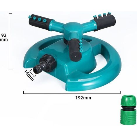 Arroseur de jardin rotatif à 360° et couvrant une grande surface ABS avec raccord rapide 4 points (1/4)