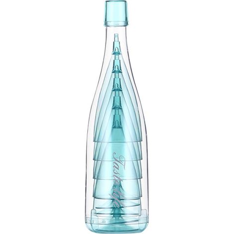 Flute À Champagne - En Plastique PS - Design Intégré Bouteille-Verre - Pour Fêtes Et Voyages - Lot De 5 (1/5)