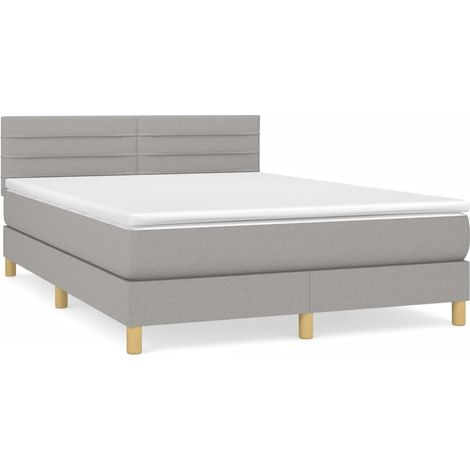 Maison Exclusive - Cama box spring con colchón tela gris claro 14 (1/5)