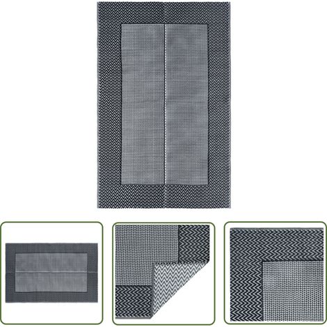 The Living Store Tapis d'extérieur ARAKIL Gris 160x230 cm PP - Tapis Exterieur - Tapis De Terrasse - Tapis De Balcon - Tapis Design - Motif Jacquard (1/5)