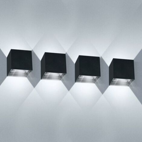 AMXCNOY 4er-Set IP65 wasserdichte LED-Wandleuchten, 12 W, 1000 Lumen, 6000 K Kaltweiß, Aluminium, für den Innen- und Außenbereich, verstellbarer Drehwinkel bis zu 120° (1/5)