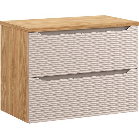 Meuble sous-vasque 80cm plan de toilette Elora Beige et bois (1/5)