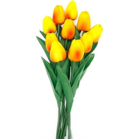 Blaue künstliche Tulpen, 13 Zoll große, realistische PU-Blumen, 10-stieliges Vasenarrangement – ein Geschenk zum Muttertag, Ostern und Valentinstag.