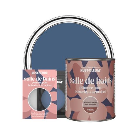 Peinture pour Boiseries & Armoires de Salle de Bains, Finition Brillante - Encre Bleue (1/2)