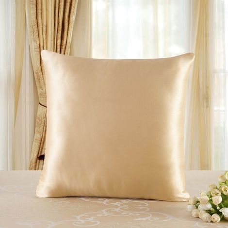 Taie d'oreiller 100% Soie Naturelle de mûrier - pour Les Cheveux et la Peau - 19 mm de Soie des Deux côtés - 1 unité, Soie, Gold, Standard 40x40cm (1/5)