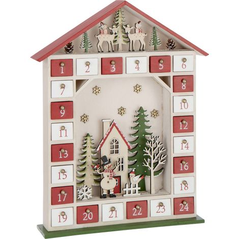 Calendrier de l'avent maison LED rouge - rouge et blanc (1/5)
