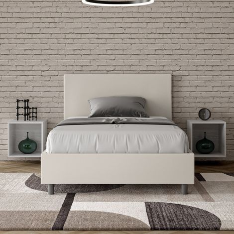 Letto piazza e mezza contenitore 120x190 francese similpelle Adele P - Bianco (1/5)
