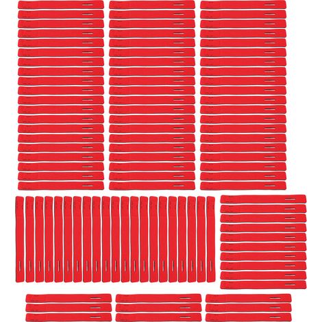 100 Bandes Élastiques Fixation Canne à Pêche - Sangles Autoagrippantes Rouges pour Rangement Tige et Boucle (1/5)