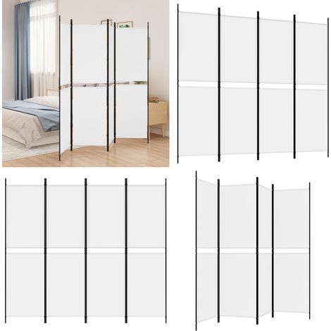 4-tlg. Paravent Weiß 200x180 cm Stoff - Raumteiler - Wand (1/5)