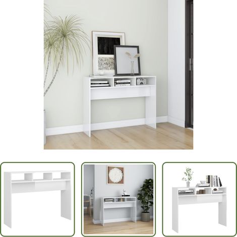 Flur -  Konsolentisch Hochglanz-Weiß 105x30x80 cm Holzwerkstoff (1/5)