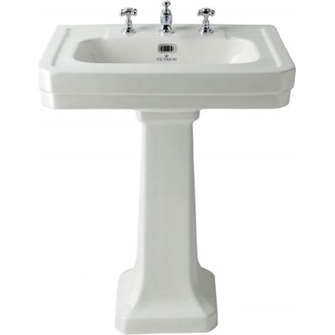 Bayswater Victrion Basin with Full Pedestal 640mm Wide - 3 Tap Hole (1/2)