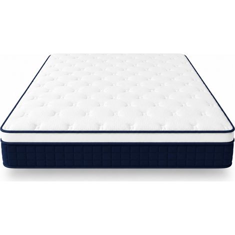 Matelas ressorts ensachés 90x190 cm , Épais 25cm, Ressorts Ensachés + 7 Zones de Confort, Respirant,Soutien solide,bleu