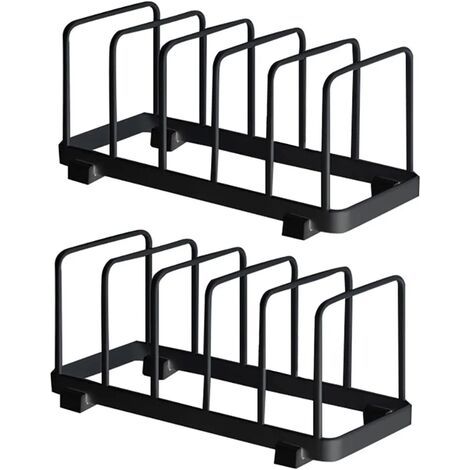 BUNTHAUS Assiette Organisateur, Égouttoir à Vaisselle, Supports à Assiettes, Organisateur d'Étagère à Assiettes, Rangement de Planche à Découper pour Cuisine Comptoir Placard (Noir, 2 Pièces) (1/4)