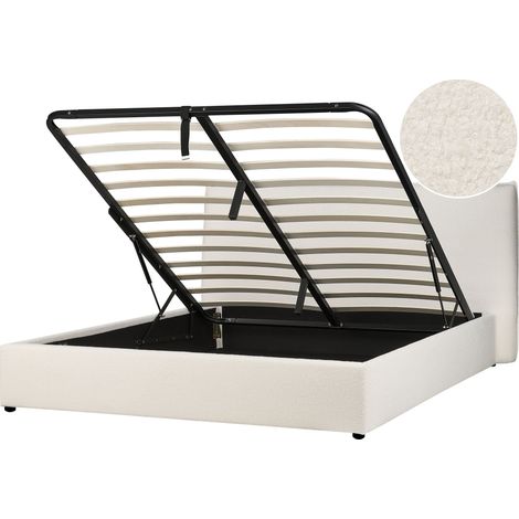 Ottoman Bed Boucle LAVAUR 180 x 200 cm (EU Super King) Off-White