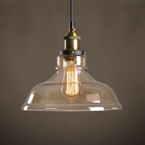 Bardusch - Verre Rétro Suspension Luminaire Industrielle Vintage Lustre Eclairage de Plafond Lampe Design Transparent Ø20CM 1PCS (1/4)