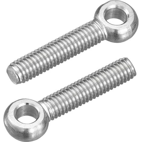 Quatre boulons à œil, en acier inoxydable 304, adaptés aux machines en acier inoxydable 304, aux boulons à œil de vannes à guillotine et aux fixations de tuyaux en acier (M6 x 30 mm). (1/5)