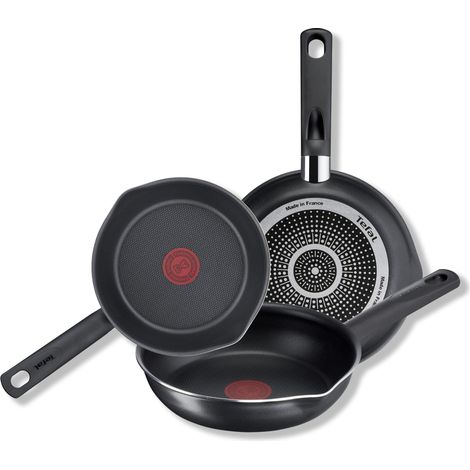 Tefal B56490 Set di padelle Day By Day On da 3 pezzi 20/24/28 cm  Pentole antiaderenti  Rivestimento antiaderente in titanio ad alte prestazioni  Nero [Non adatto all'induzione] (1/5)