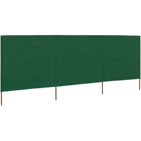 Pair Brises-vue paravent 3 panneaux tissu 400 x 120 cm vert
