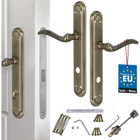 Poignée de porte longue, verrou de toilette pour salle de bain, finition patinée, 90 mm