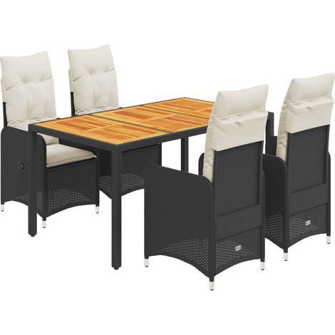 vidaXL Set Bistrò da Giardino 5 pz con Cuscini in Polyrattan Nero (1/5)