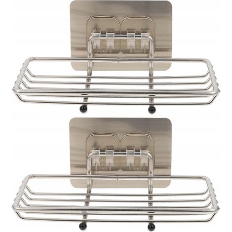 2 Boîtes Savon Salle Bain Inox Sans Percage (1/4)