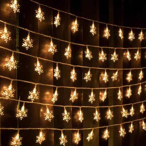 Guirlande Lumineuse Flocon De Neige - 40 LED - 6 M - 8 Modes - Étanche IP44 - Pour Intérieur Et Extérieur - Adaptateur Inclus - 1 Pièce