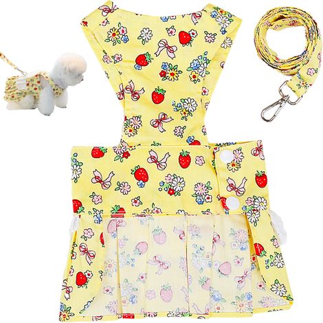 Ensemble harnais et laisse pour chien de petite et moyenne taille (jaune)