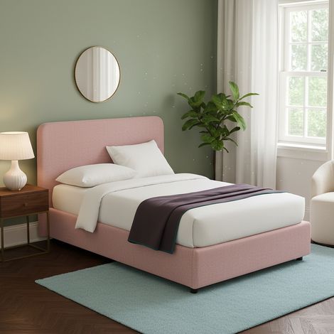 Letto Singolo Slough, Sfoderabile, Contenitore Made in Italy, Rosa (1/5)