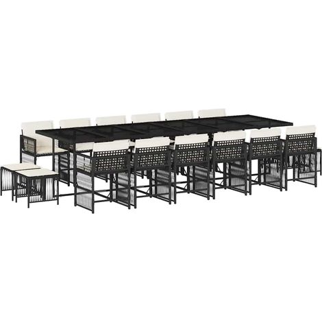 Maison Exclusive - Ensemble à manger de jardin 17 pcs coussins noir résine tressée (1/5)
