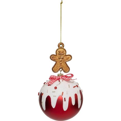 Boule de Noël Pain d'Épice "Gourmand" 8cm Rouge