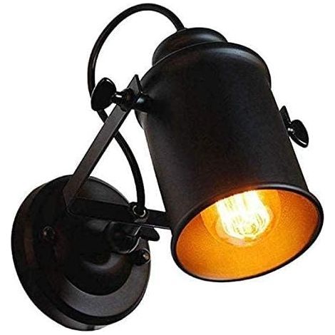 Comely Applique Murale Interieure, Réglable Spot LED Lampe Murale Rétro Industrielle E27, Luminaire Mural Interieur en Métal pour Salon Chambre Restaurant Cuisine, Noir (1/5)