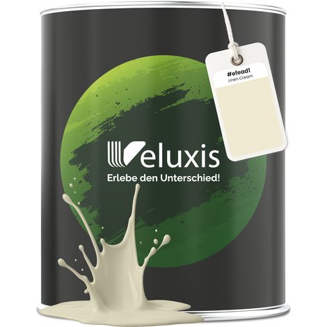 Wandfarbe Creme Beige Hellgrau Matt Innenfarbe – Deckkraft Klasse 1, VOC-frei, Ohne Grundierung, Tropfarm – Wohnzimmer & Schlafzimmer – 1L – Veluxis (Linen Cream)
