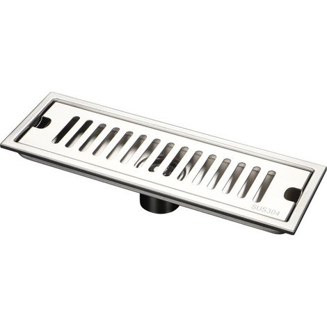 Siphon de Sol Rectangulaire, Long Drain de Douche en Acier Inoxydable Amovible avec Double Filtration 30cm pour Salle de Bain Cuisine Balcon (1/5)