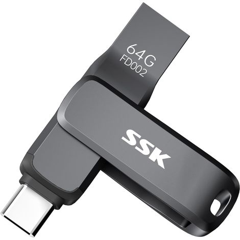 Clé USB 3.2 64 Go, Vitesse de Lecture jusqu'à 240 MB/S, clé USB Double avec Type C et USB-A,Clef-USB Robuste en métal Noir pour Smartphone, Tablettes, MacOS,iphone 15 Stockage,Voiture,TV (1/5)