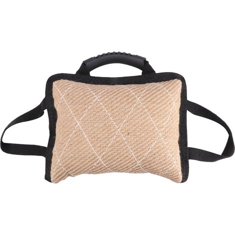 Coussin D Entrainement Pour Chien - Tissu Lin Résistant Aux Morsures - 3 Poignées Latérales - Beige - 26 x 19 cm - 1 Pièce (1/5)