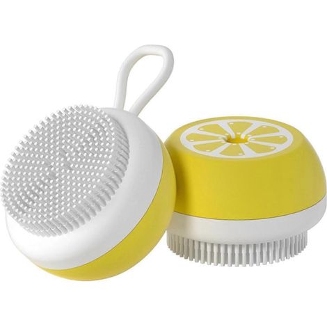 1 brosse de bain en silicone pour animaux de compagnie, peigne de massage et de toilettage pour chats et chiens, nettoyage esthétique (peigne dense jaune) (1/3)