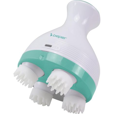 BEPER P302MAS150 Massaggiatore Testa e Corpo Ricaricabile, Massaggiatore Cuoio Capelluto con 4 Testine in Silicone Rotanti, 2 Velocità e 2 Modalità, Timer Automatico, USB-C (1/5)