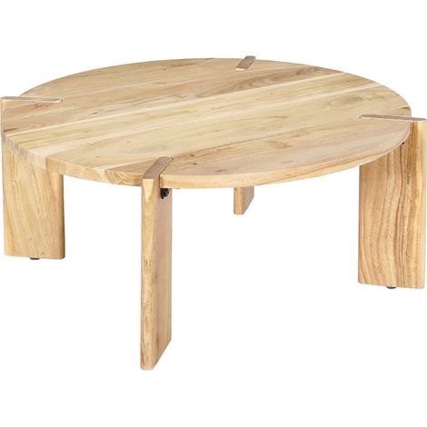 sweeek - Exotischer runder Couchtisch aus Massivholz