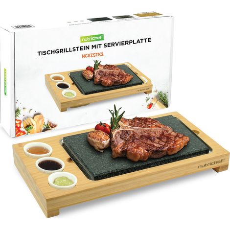 NutriChef Heißer Stein Grillset Granit, Bambus & Keramik (STK2) (1/5)