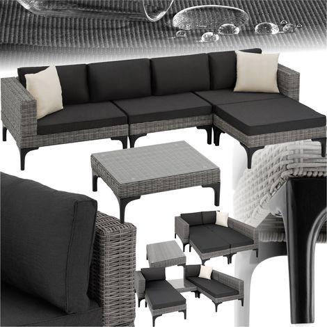 Salon en rotin avec cadre aluminium gris (1/5)