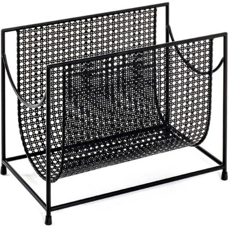 Porte-revues vintage 37x22x30 cm en métal laqué noir (1/3)