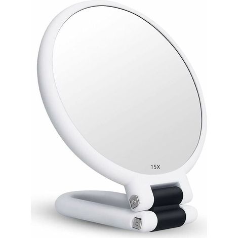 Mirror grossissant x15 mirror pliant double face for various details of makeup (white) (1/5)