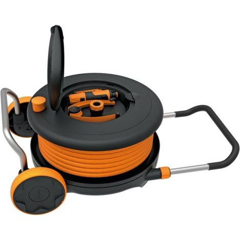 Fiskars Waterwheel L avvolgitubo nero e arancione 30 m (1/5)