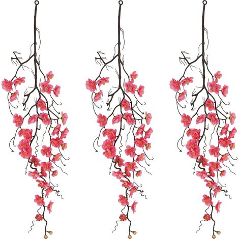 Chute plante artificielle cerisier rose 78cm lot de 3 (1/4)