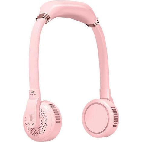 Ventilateur portable rafraîchissant suspendu avec 3 vitesses, batterie rechargeable 2000 mAh / 4000 mAh, mains libres, couleur rose (1/4)